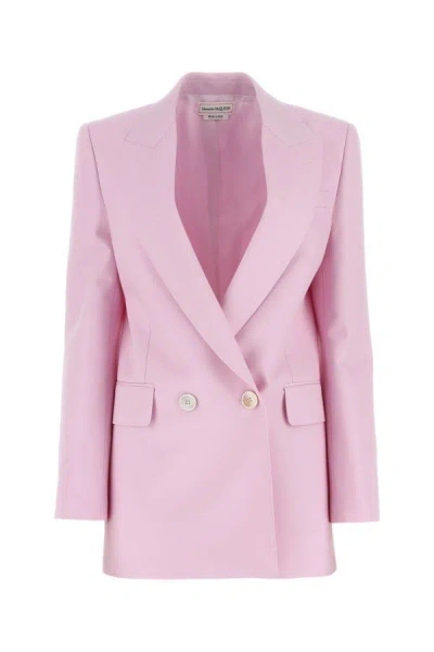 Alexander Mcqueen Woman Pastel Pink Wool Blazer