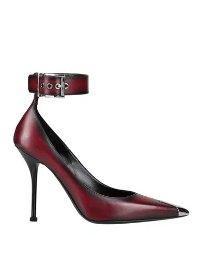 Alexander Mcqueen Woman Pumps Burgundy Size 6.5 Leather In Brown