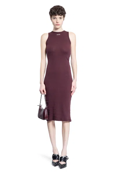 Alexander Mcqueen Ribbed Tank Body-con Midi Dress In Red
