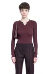 Alexander Mcqueen Top A Maniche Lunghe In Cotone A Coste In Red