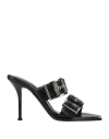 Alexander Mcqueen Alexander Mc Queen Punk Double Buckle Leather Sandals In Black