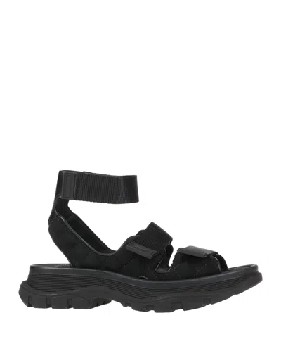 Alexander Mcqueen Woman Sandals Black Size 7 Textile Fibers