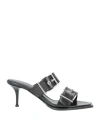 Alexander Mcqueen Elevate Your Steps In Timeless Black Leather Sandals In Black