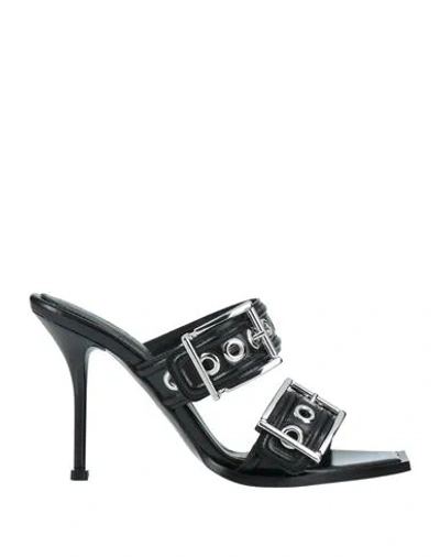 Alexander Mcqueen Woman Sandals Black Size 8 Soft Leather In Multi