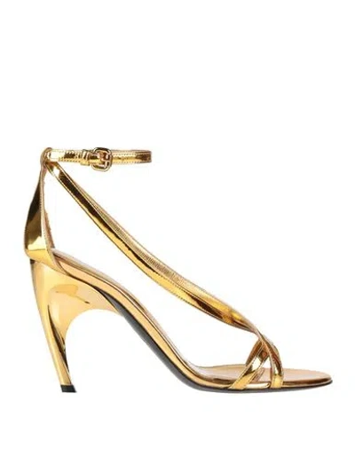 Alexander Mcqueen Woman Sandals Gold Size 8 Textile Fibers