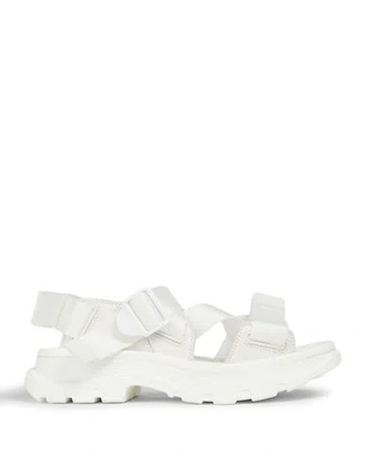 Alexander Mcqueen Woman Sandals Off White Size 8 Textile Fibers, Leather