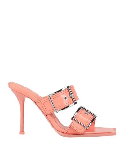 Alexander Mcqueen Woman Sandals Salmon Pink Size 8 Soft Leather