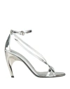 Alexander Mcqueen Twisted Armadillo 95mm Patent Sandals In Silver