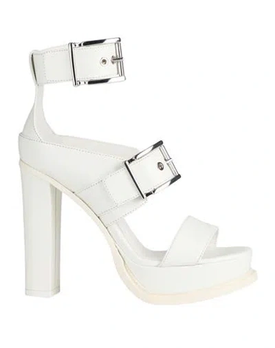 Alexander Mcqueen Woman Sandals White Size 8 Soft Leather In White