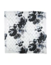 Alexander Mcqueen Silk Foulard With Chiaroscuro Floral Motif In White