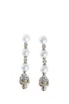 Alexander Mcqueen Skull And Pearl Earrings In Metallic