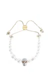 Alexander Mcqueen Skull And Pearl Friendship Bracelet
