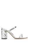 Alexander Mcqueen Leather Lace-up Mules With Metal Logo Detail In Silver