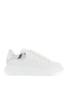Alexander Mcqueen White Oversize Sneakers With Snake Print On The Heel In Leather Woman In White