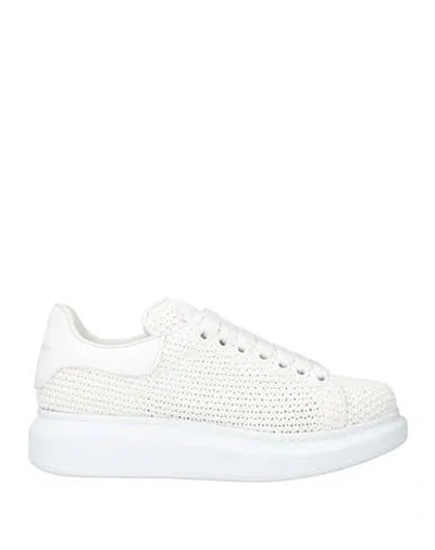 Alexander Mcqueen Woman Sneakers White Size 6 Leather, Natural Raffia