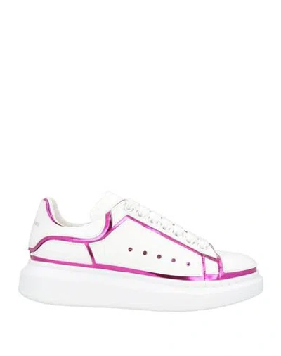 Alexander Mcqueen Woman Sneakers White Size 7.5 Soft Leather, Textile Fibers