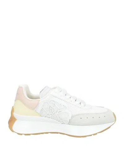 Alexander Mcqueen Woman Sneakers White Size 8 Leather, Textile Fibers