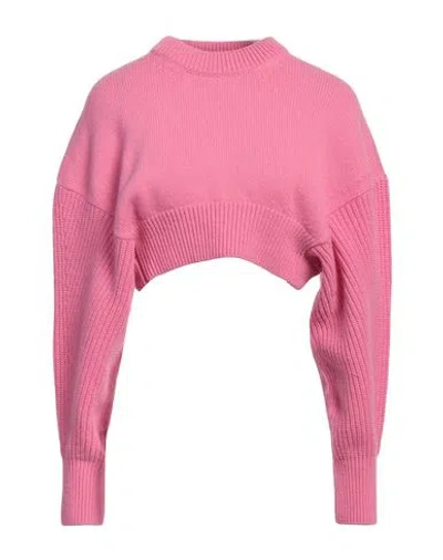 Alexander Mcqueen Woman Sweater Fuchsia Size L Wool, Polyamide In Pink