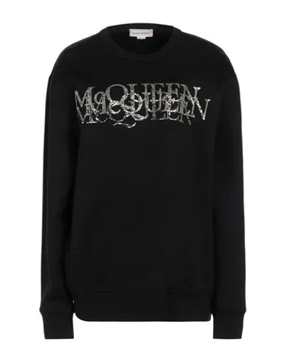 Alexander Mcqueen Woman Sweatshirt Black Size Xl Cotton, Polyamide, Cupro, Metallic Fiber