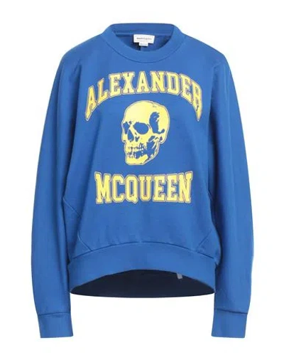 Alexander Mcqueen Woman Sweatshirt Blue Size 6 Cotton, Elastane