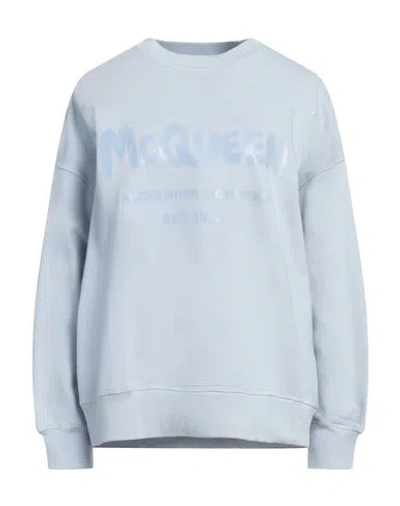 Alexander Mcqueen Woman Sweatshirt Sky Blue Size 6 Cotton, Elastane In Blue