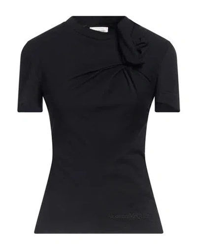 Alexander Mcqueen Woman T-shirt Black Size 4 Cotton, Elastane