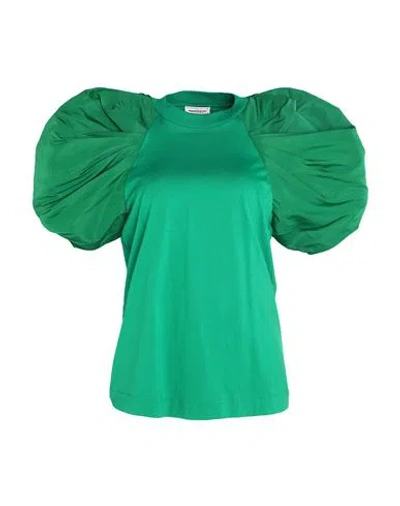 Alexander Mcqueen Woman T-shirt Green Size 4 Cotton, Polyester
