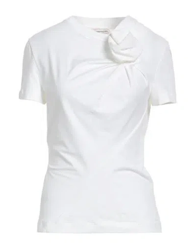 Alexander Mcqueen Woman T-shirt White Size 6 Cotton, Elastane