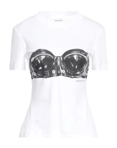Alexander Mcqueen Woman T-shirt White Size 8 Cotton