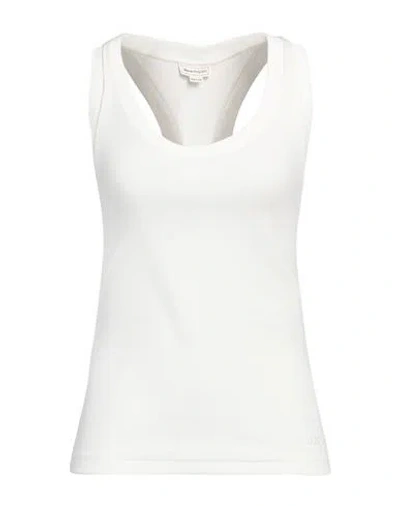 Alexander Mcqueen Woman Tank Top White Size 6 Cotton, Elastane, Polyester