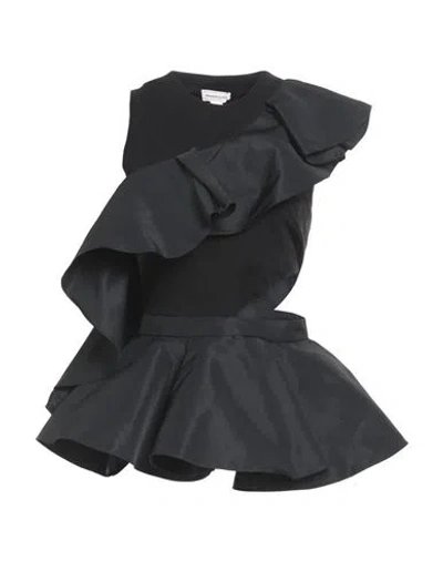 Alexander Mcqueen Asymmetric Top With Ruffles In Black