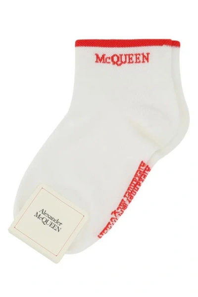 Alexander Mcqueen Woman White Stretch Cotton Blend Socks