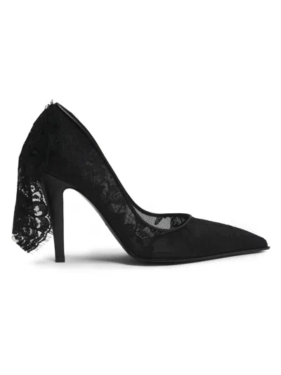 Alexander Mcqueen Women's 100mm Lace Pumps In Black