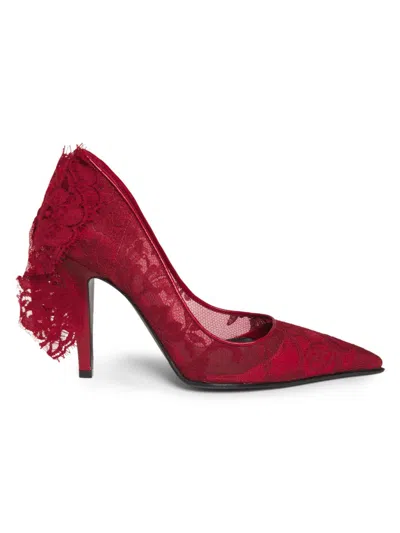 Alexander Mcqueen Women's 100mm Lace Pumps In Red