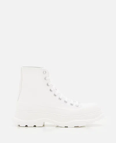 Alexander Mcqueen Women 45mm Tread Slick Lace-up Sneakers In White
