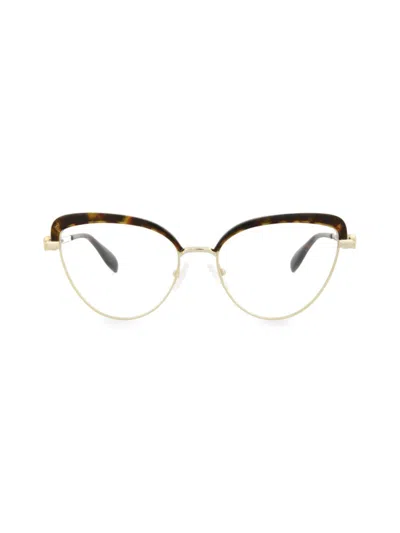 Alexander Mcqueen Women's 55mm Clubmaster Cat Eye Eyeglasses In Gold