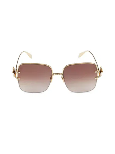 Alexander Mcqueen Women's 57mm Square Crystal Studded Sunglasses In Yellow