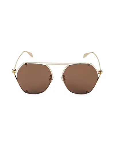 Alexander Mcqueen Geometric-frame Sunglasses In Gold