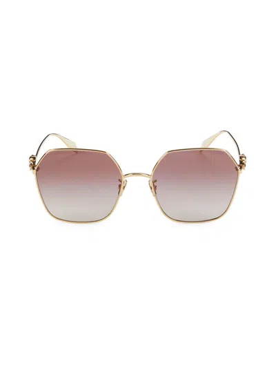 Alexander Mcqueen Women's 61mm Embellished Geometric Sunglasses In Gold