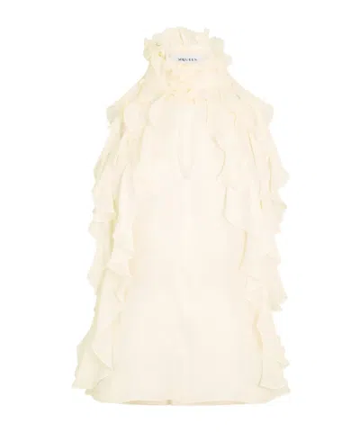 Alexander Mcqueen Women's Alex Hn Ruffle Woven Cami Vest In White