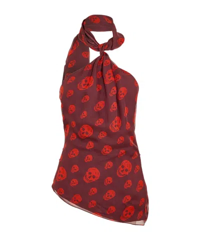 Alexander Mcqueen Women's Alex Skull Scarf Woven Cami Vest In Red