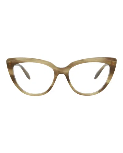 Pre-owned Alexander Mcqueen Women's  Cat Eyeframe Acetate Optical Frames In Havana Havana Transparent (am0253o/