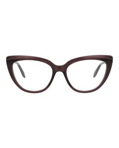 Pre-owned Alexander Mcqueen Women's  Cat Eyeframe Acetate Optical Frames In Violet Violet Transparent (am0253o/