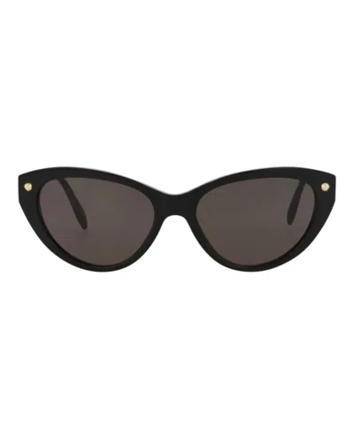 Pre-owned Alexander Mcqueen Women's  Cat Eyeframe Acetate Sunglasses In Black Black Grey (am0189s/30006850/001)