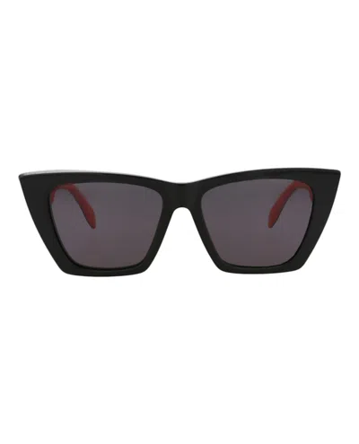 Pre-owned Alexander Mcqueen Women's  Cat Eyeframe Acetate Sunglasses In Black Black Grey (am0299s/30010896/003)