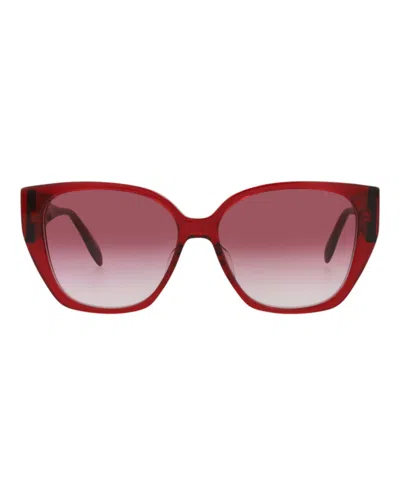 Pre-owned Alexander Mcqueen Women's  Cat Eyeframe Acetate Sunglasses In Burgundy Red (am0284s/30009391/004)