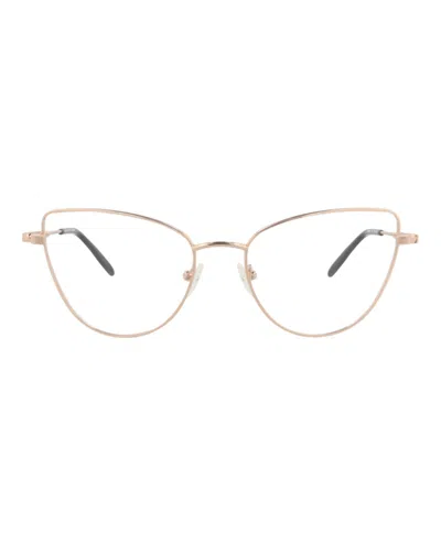 Pre-owned Alexander Mcqueen Women's  Cat Eyeframe Metal Optical Frames In Gold Gold Transparent (am0268o/300086