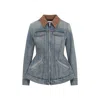 Alexander Mcqueen Alexander Mc Queen Light Blue Washed Denim Jacket With Ruffles In Blue
