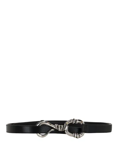 Pre-owned Alexander Mcqueen Women's  Hookembellished Leather Belt In Black