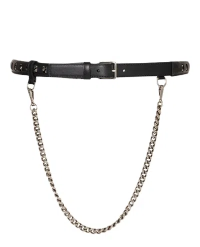 Pre-owned Alexander Mcqueen Women's  Inserted Chain Belt In Black